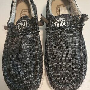 HEY DUDE - MEN'S CASUAL SHOES - SIZE 14. GRAY MULTI COLOR FABRIC